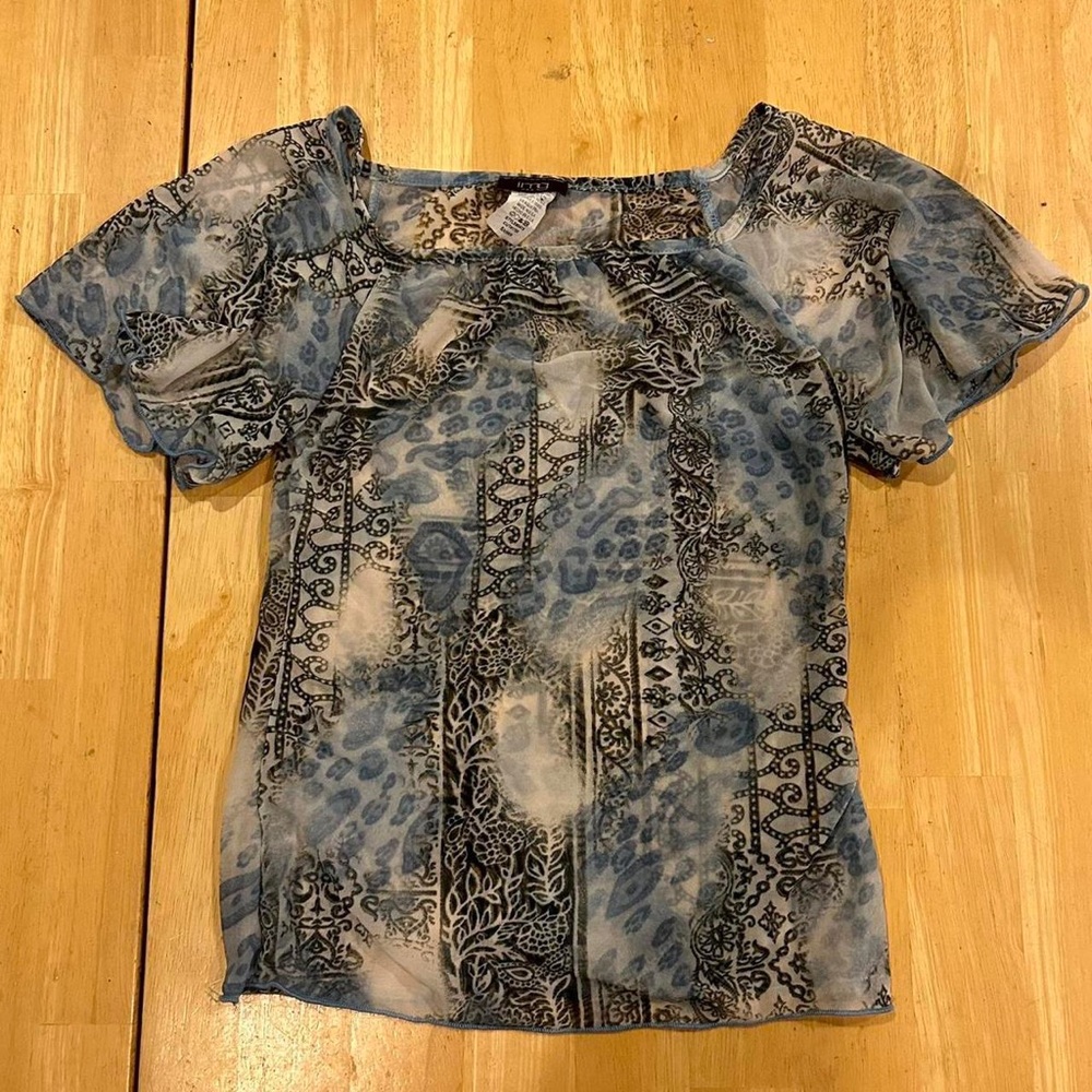 Women's Blue Patterned Top